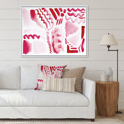 Éléments graphiques rétro en orange et rouge II - peinture sur toile