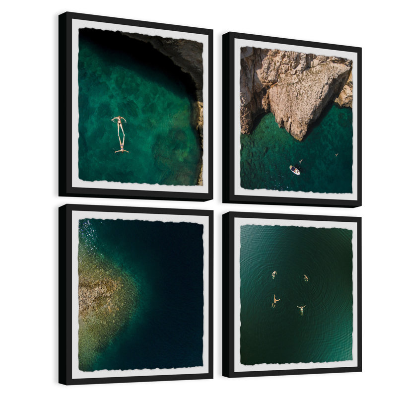 Quiet Coves Quadritych - ensemble de 4 reproductions de photos encadrées, H 32 po x l 32 po