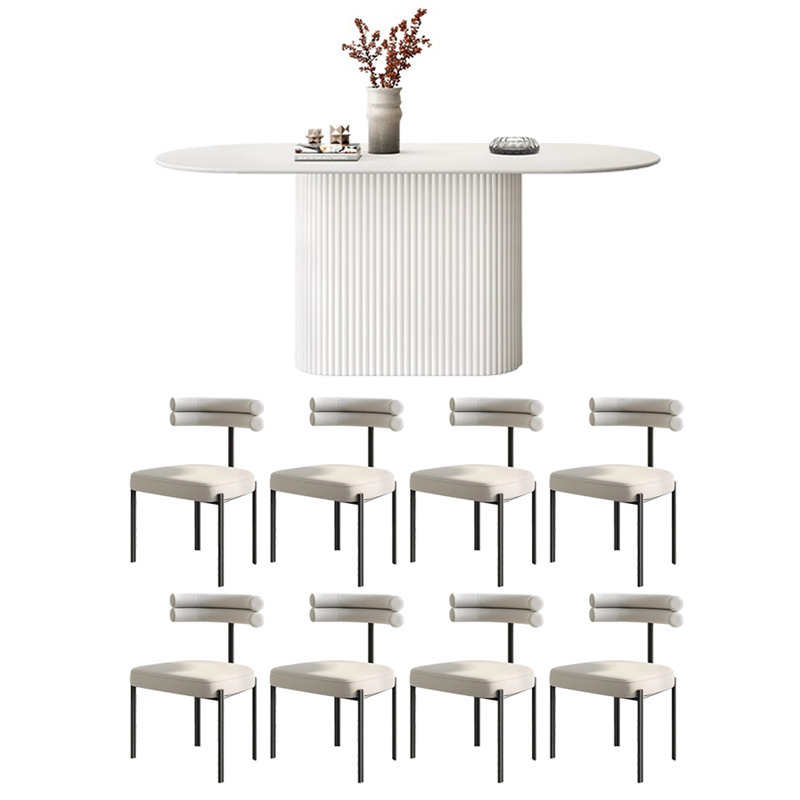 Table et chaise ovales simples et pratiques, H 29,5 po x L 78,7 po x l 35,4 po