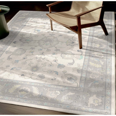 Bungalow Rose Adrith Konya Updated Traditional Oriental Pastel Cream Grey Area Rug