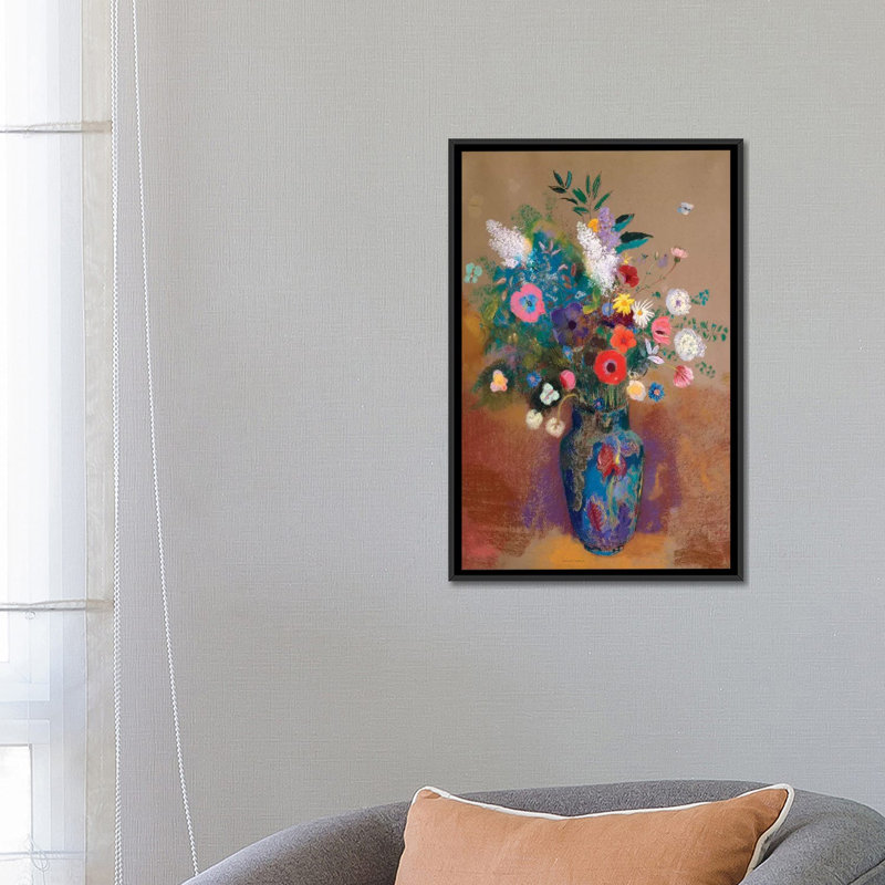 « bouquet of fleurs », impression sur toile, H 60 po x l 40po x P 1,5 po, Toile avec cadre noir, Pas de tapis