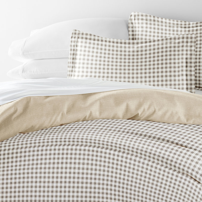 Natural Gingham Twin/Twin XL Polyester Duvet Cover Set