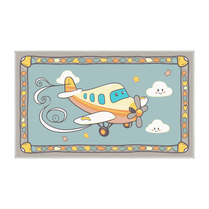 Mason & Marbles Washable Cars Plane Train Kids Rug, Rectangulaire 2 pi x 3 pi