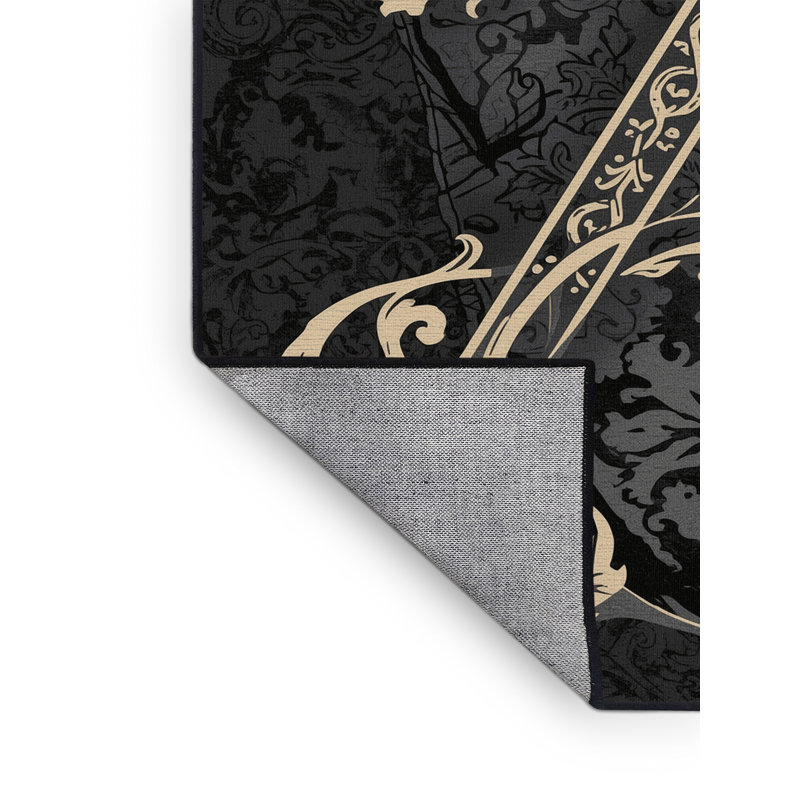 Tapis damassé classique gris délavé à la machine Justin Excalibur, 7 x 9