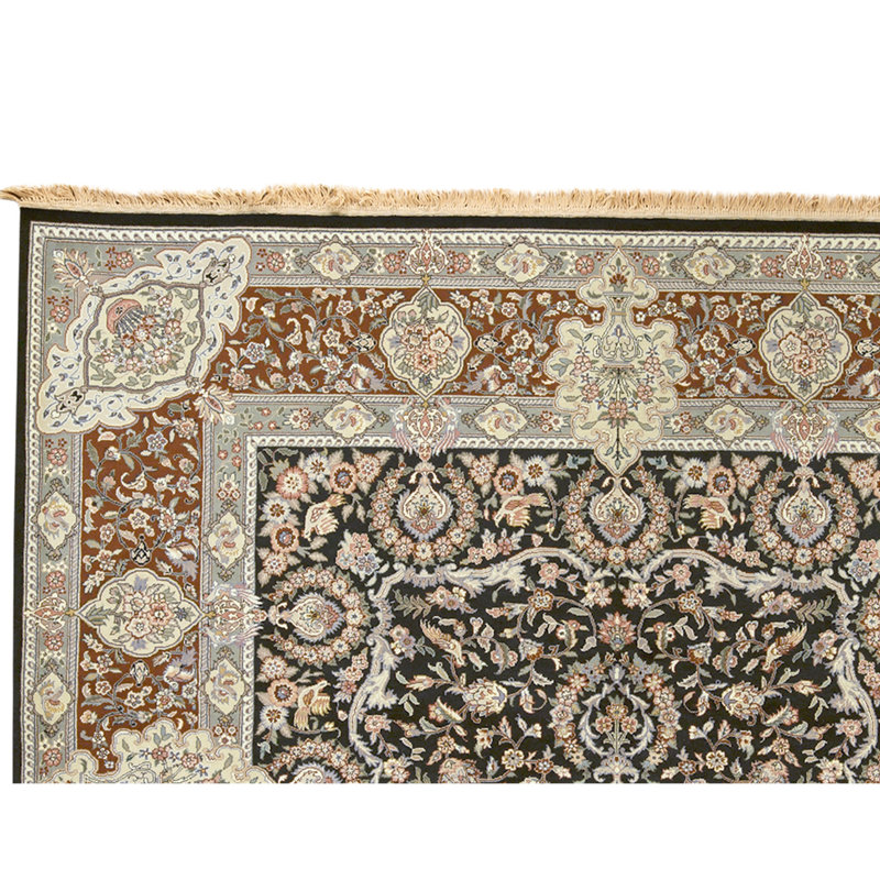 Tapis noir et vin noué à la main de haute qualité