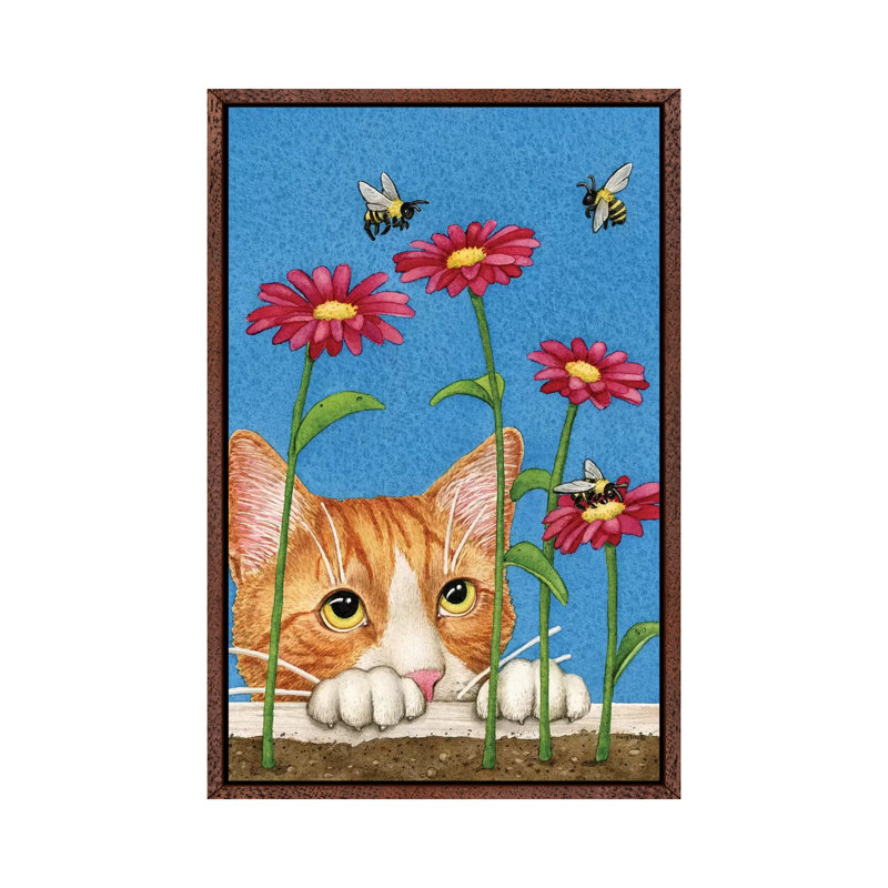 Curious Cat by Tracy Lizotte - Painting on Canvas, Classic Brown Wood Framed, 152.5 cm H x 101.5 cm W
