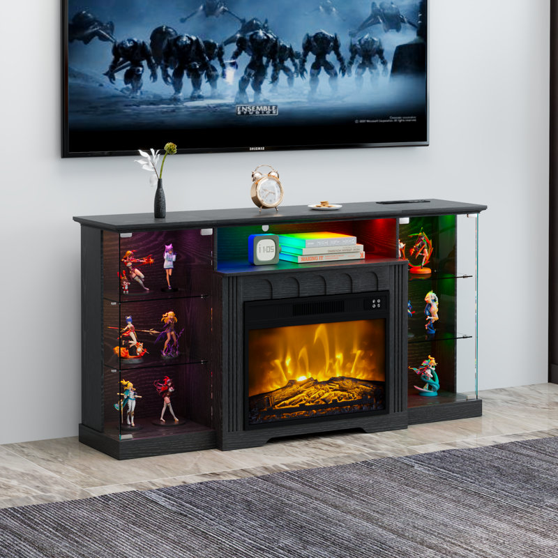 Vlsrka 150 cm W Electric Fireplace with 6824 BTU, Black