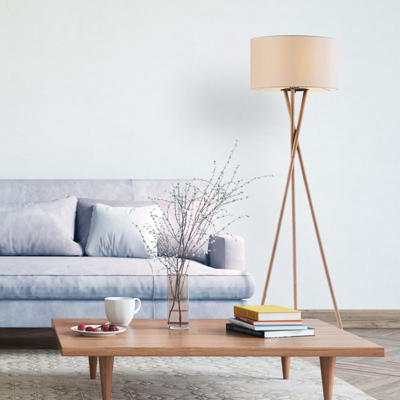 Kennerson 60.2'' Tripod Floor Lamp with Outlet, White