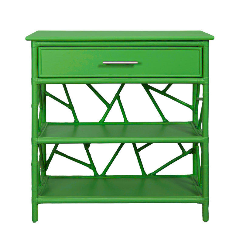 End Table with Storage, Bright Green