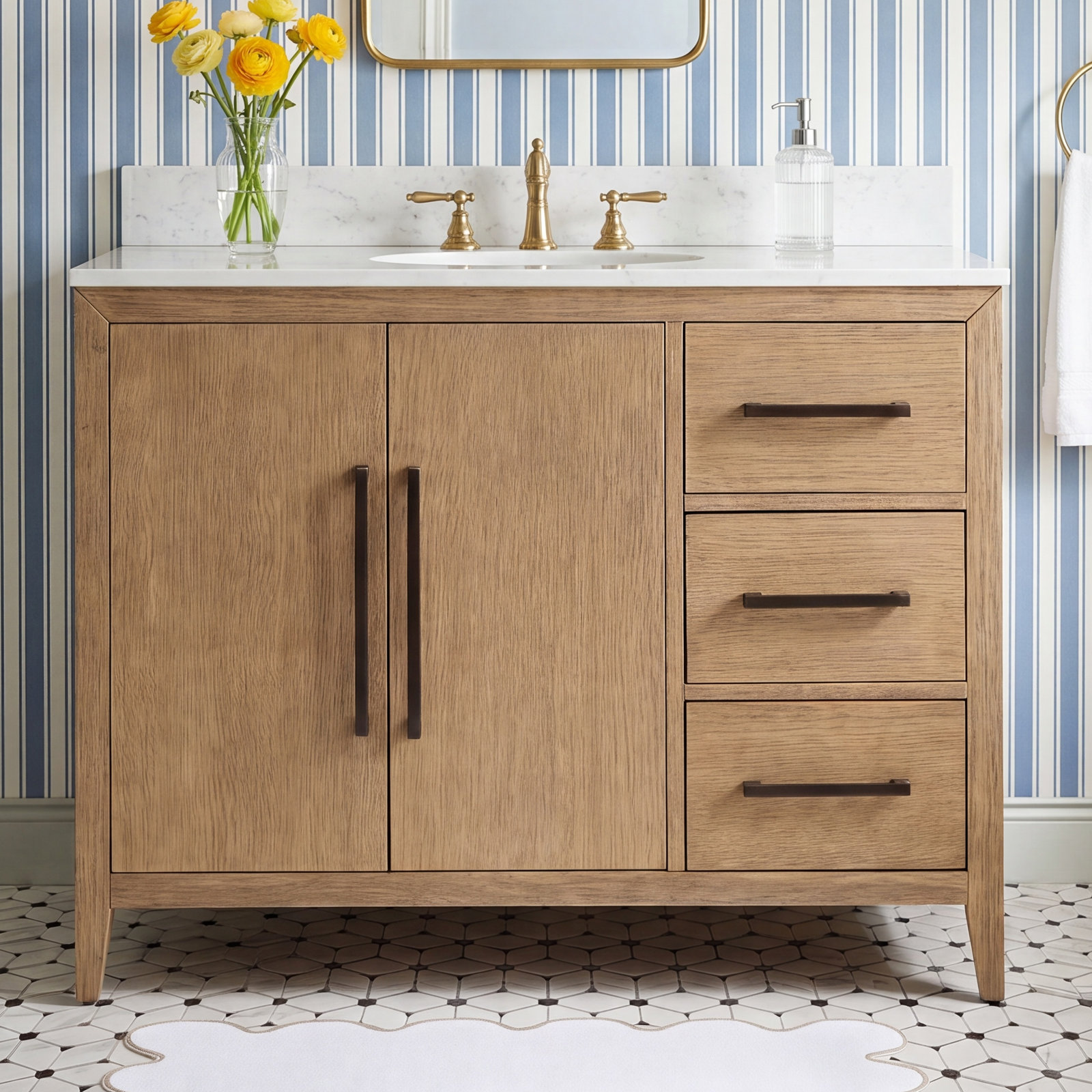 Alsup 42'' Single Bathroom Vanity, Wire Brushed Oak