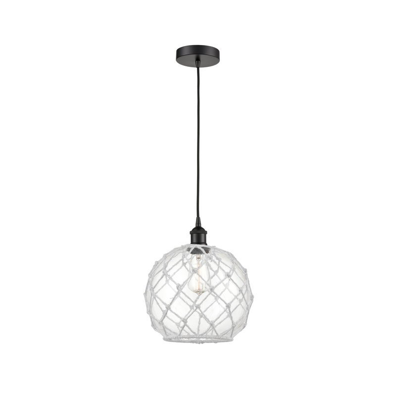 Larocque 1 - Light Single Drop Pendant Pendant, Clear/White, Matte Black