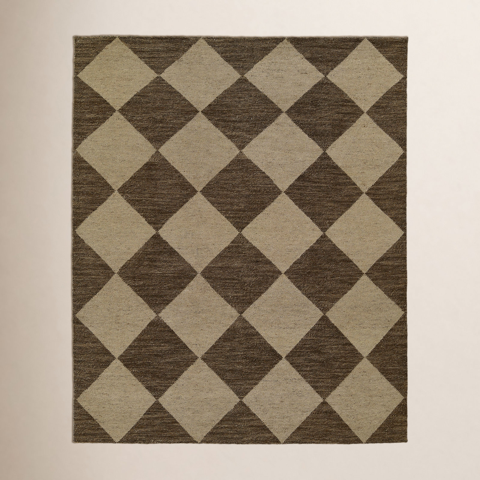 Winnie Brown Tan Hand-Knotted Geometric Wool Rug, Rectangle 8' X 10'