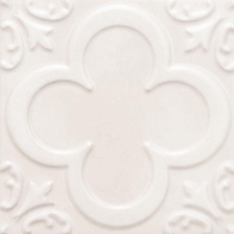 Coat of Arms 6" x 6" Ceramic Patterned Tile, White