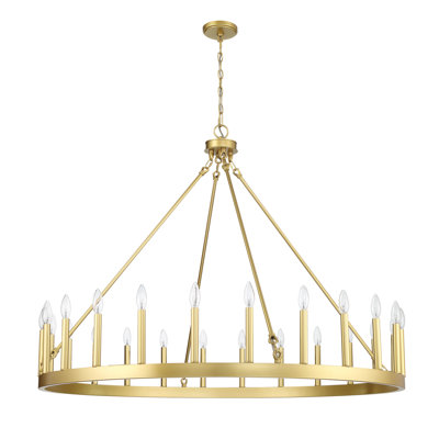 Adriana 24-Light Dimmable Candle Style Wagon Wheel Chandelier