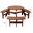 Picnic Table With 3 Built-In Benches, Picnic Table With Umbrella Hole, Camping Dining Table-1734091820