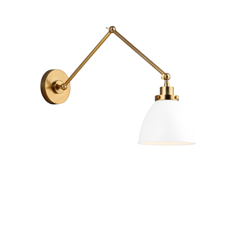 Wellfleet 1 - Light Armed Sconce, Burnished Brass, Matte White
