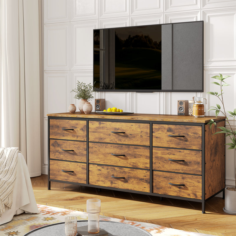 Meuble télé pour commode pour la chambre à coucher, commode longue, commode pour chambre à coucher de 47,2 po Bouchette, Brun