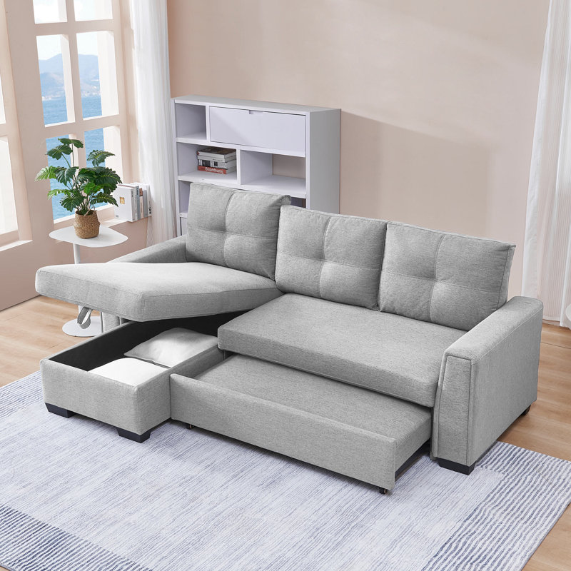 Moomal Upholstered 91.7'' Sofa, Polyester Blend Light Gray