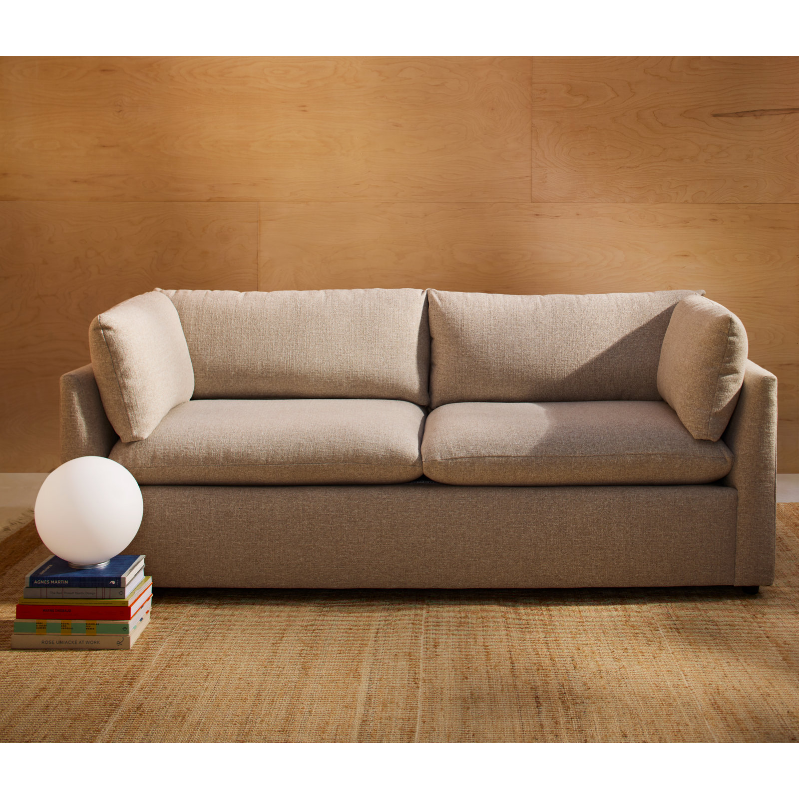 Kallie 86" Upholstered Sofa, Lena Sand Performance Linen Blend