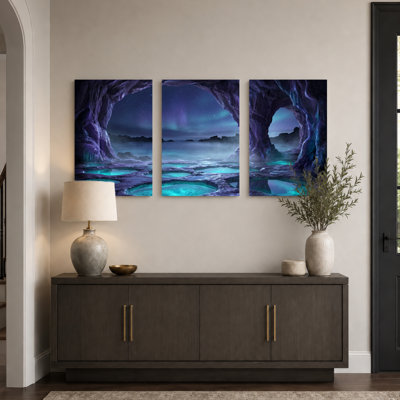 Ensemble de 3 toiles décoratives « Mystic Cave Art » pour salon, chambre et décoration intérieure.