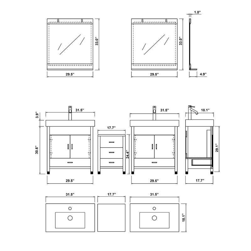 Atsabe Solid Wood Bathroom Cabinet