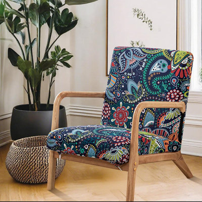 Housse de chaise de style Mid-Century moderne, housses de fauteuil extensibles avec accoudoirs, housses de fauteuil de lecture imprimées lavables, (fleur)