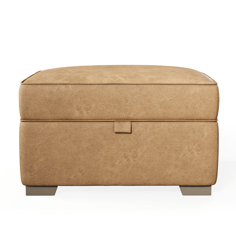 Bablu Marylin Wide Rectangle Footstool Ottoman with Storage, Tan