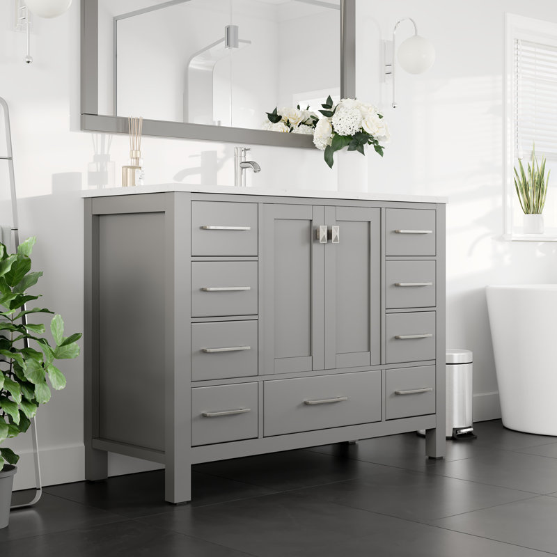 Ensemble de meuble-lavabo simple de 48 po London, Gris