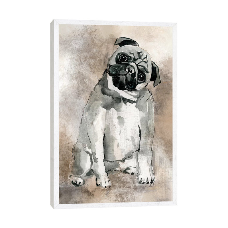 Pug 1 Piece Painting on Canvas, 152.5 cm H x 101.5 cm W, White Framed Canvas