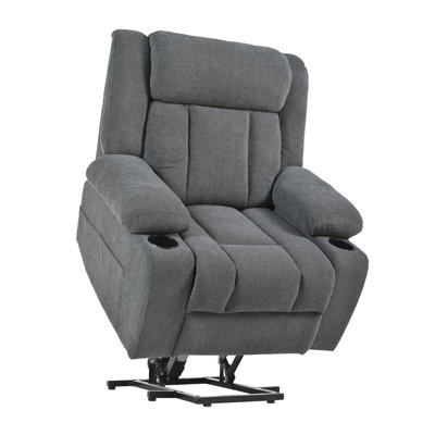 Power Lift Recliner Chair for Elderly,Fabric Lift Chairs for Living Room w/ Extended Footrest,Classic Single Sofa,Home Theater Seat with 2 Cup Holders by Latitude Run