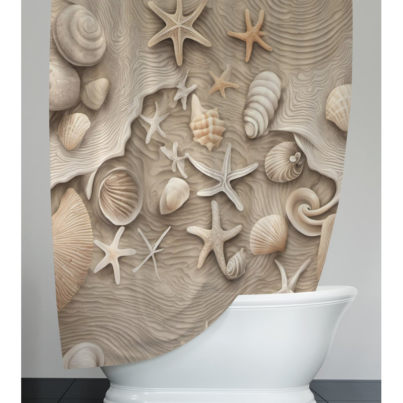 Rideau de douche Arisbel, L 70 po x L 83 po, Beige Lined Sand