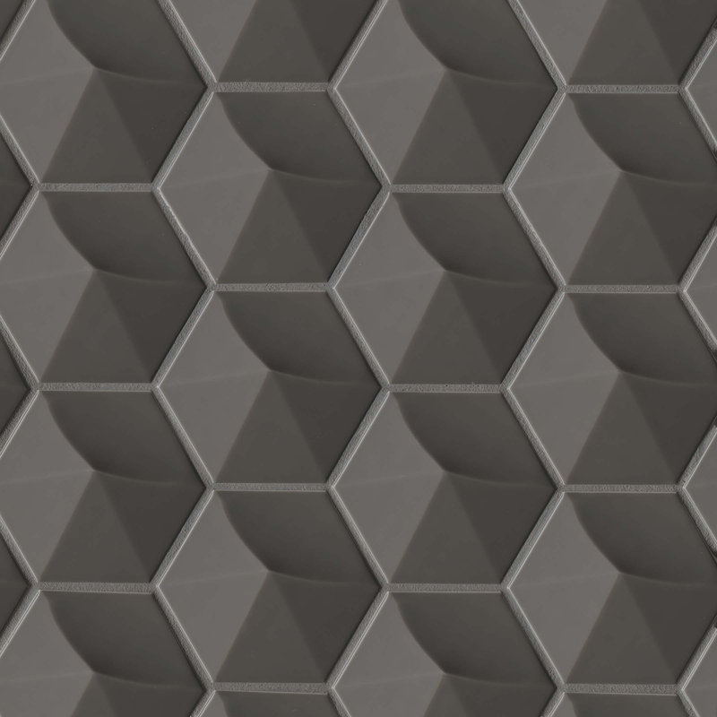 Hedron 4" x 5" Straight Edge Ceramic Singular Wall Tile, Storm