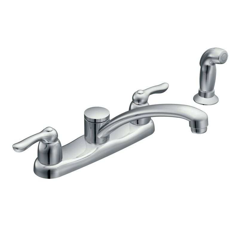 MOEN Chateau Two Handle Standard Kitchen Faucet with Side Sprayer in Chrome