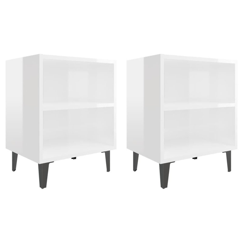 Southsea 40cm W Bedside Table, High Gloss White, Individua