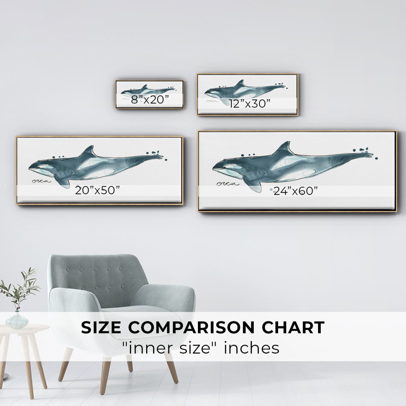 Whale IV- Framed Canvas, 20" H x 50" W
