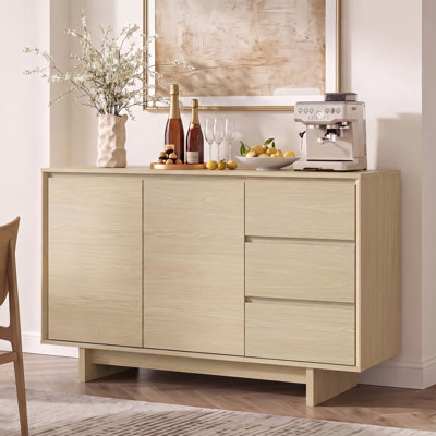 Finkel 47.2" W Sideboard, 2-Door 3-Drawer for Kitchen & Dining Room, Handle-Free Buffet Cabinet with Reinforced Base