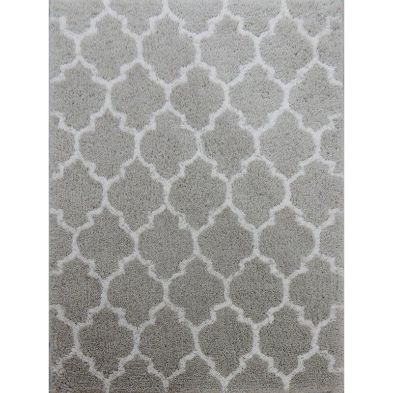 Tapis gris / blanc touffeté à la main Arthers, Rectangle 5 pi x 7 pi 6 po