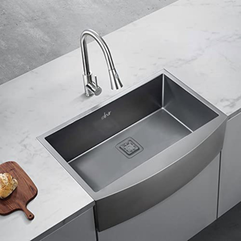 33'' L Single Bowl Stainless Steel Kitchen Sink, Silver