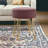 14" Velvet And Gold Round Ottoman-523256261