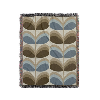 Retro Floral Cotton Blend Blanket Throw