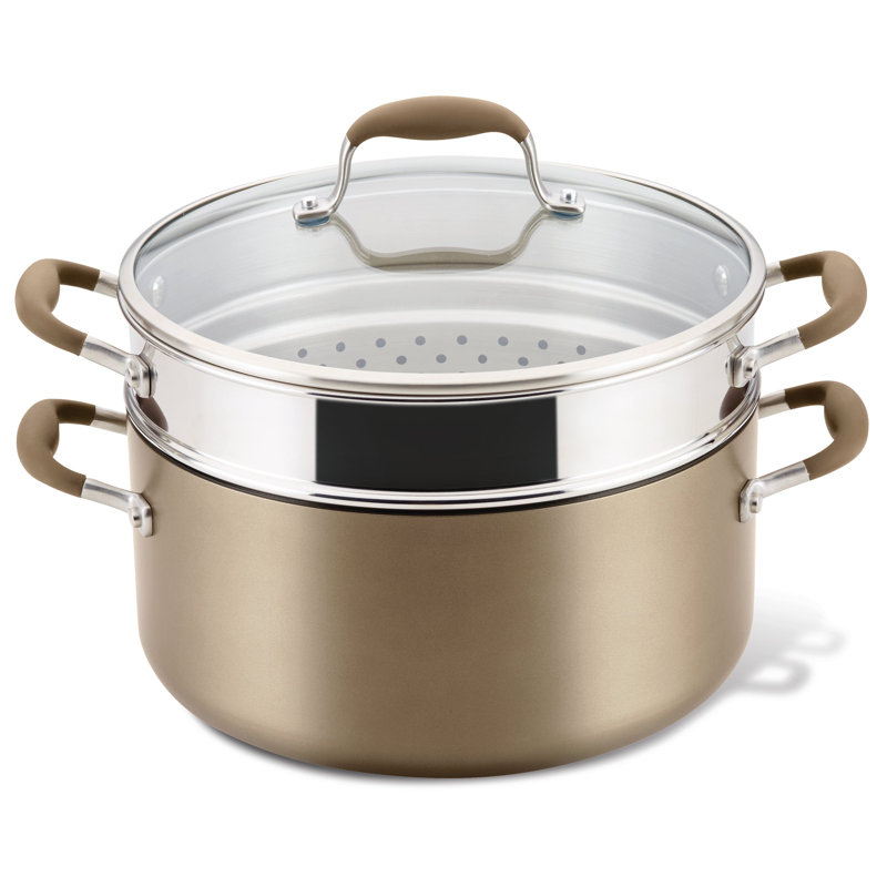 Anolon Advanced Home 8.5-Quart Wide Stockpot with Multi-Function Insert, Bronze