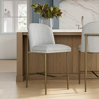 Starla Metal Counter Height Stool, Brushed Bronze with Linen Seat
