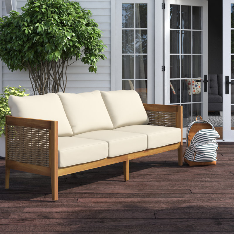 Boling 76.5'' Wide Straight Patio Sofa with Cushions