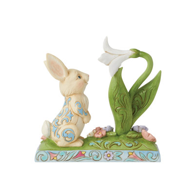Jim Shore Heartwood Creek Bunny and Easter Lily Figurine 5.28in