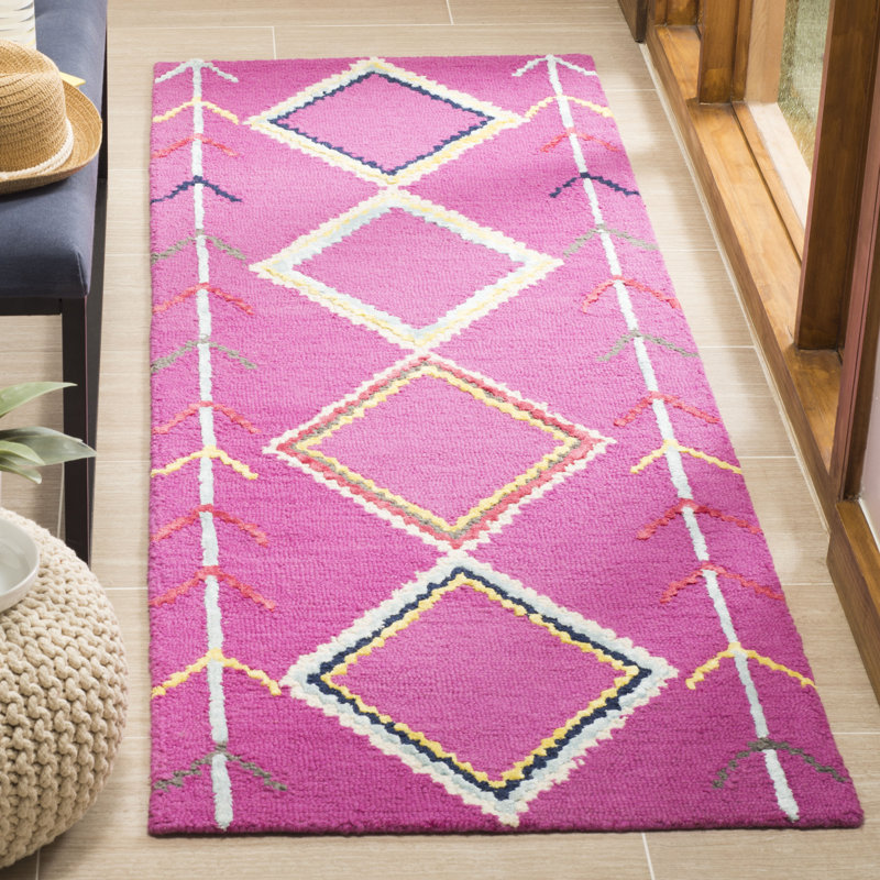 Derose Hand Tufted Wool Geometric Rug, Runner 2'3" x 7'