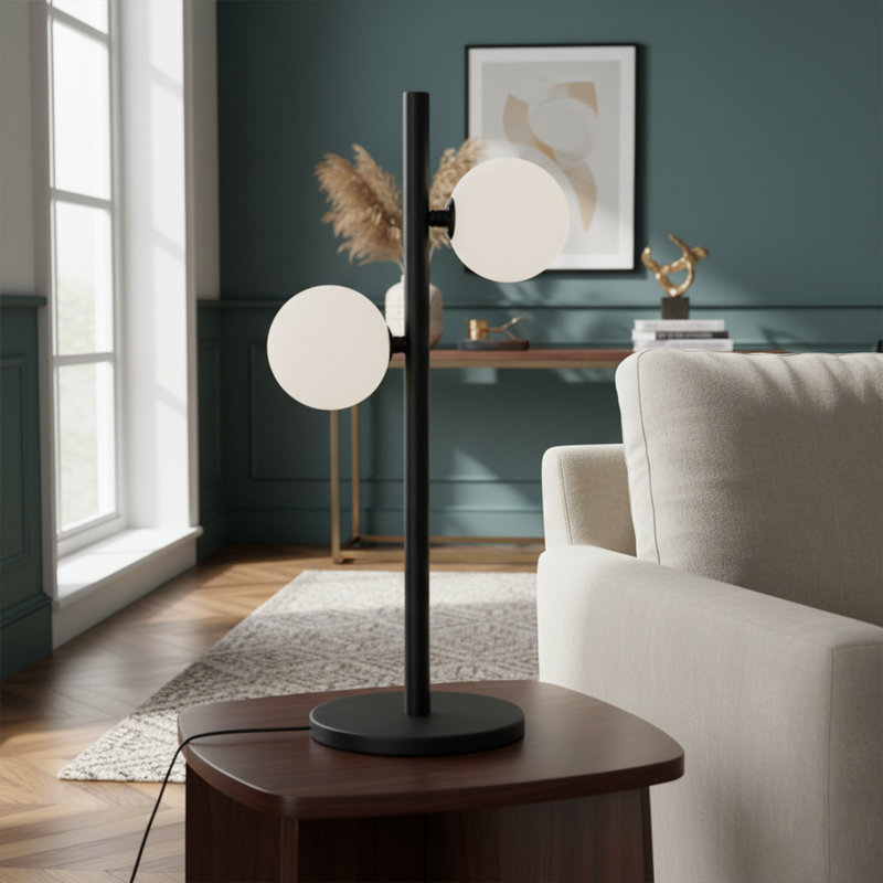 Double Globe Table Lamp, Black