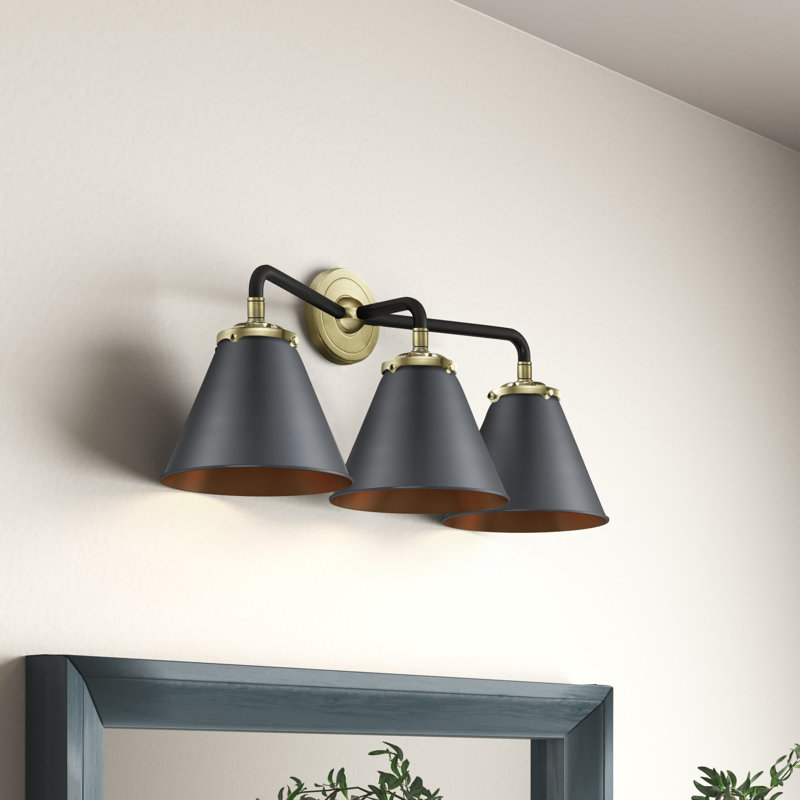 Éclairage pour meuble-lavabo à 3 lumières à intensité variable Donovan, Laiton antique noir, Incandescente, Noir mat