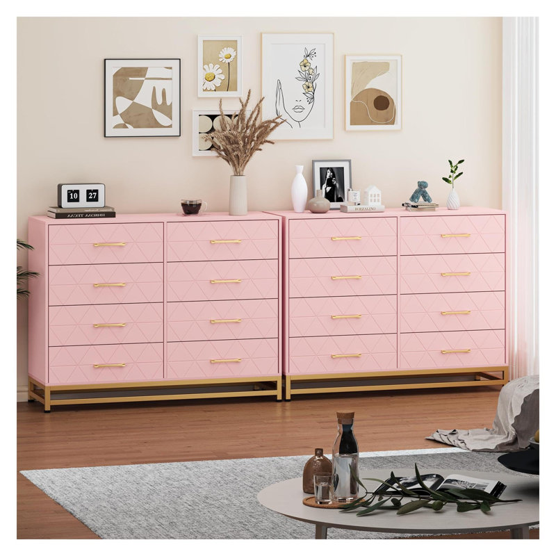 Mangu 47.24'' W 8 - Drawer Dresser, Pink
