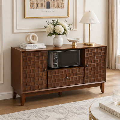 Meuble télé Mid-Century pour téléviseur de 55 po ou moins avec rangement