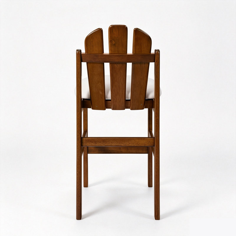 Tabouret de bar rembourré en bois d'hévéa, de style milieu du siècle, ensemble de 2, White